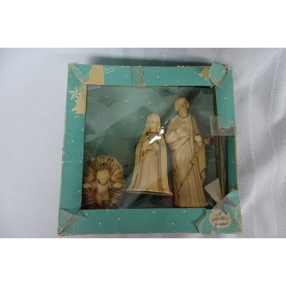 Vintage 8pc. Italy Nativity Set and 3 Piece Shiny Brite Hong Kong Nativity Set - Picture 7 of 7